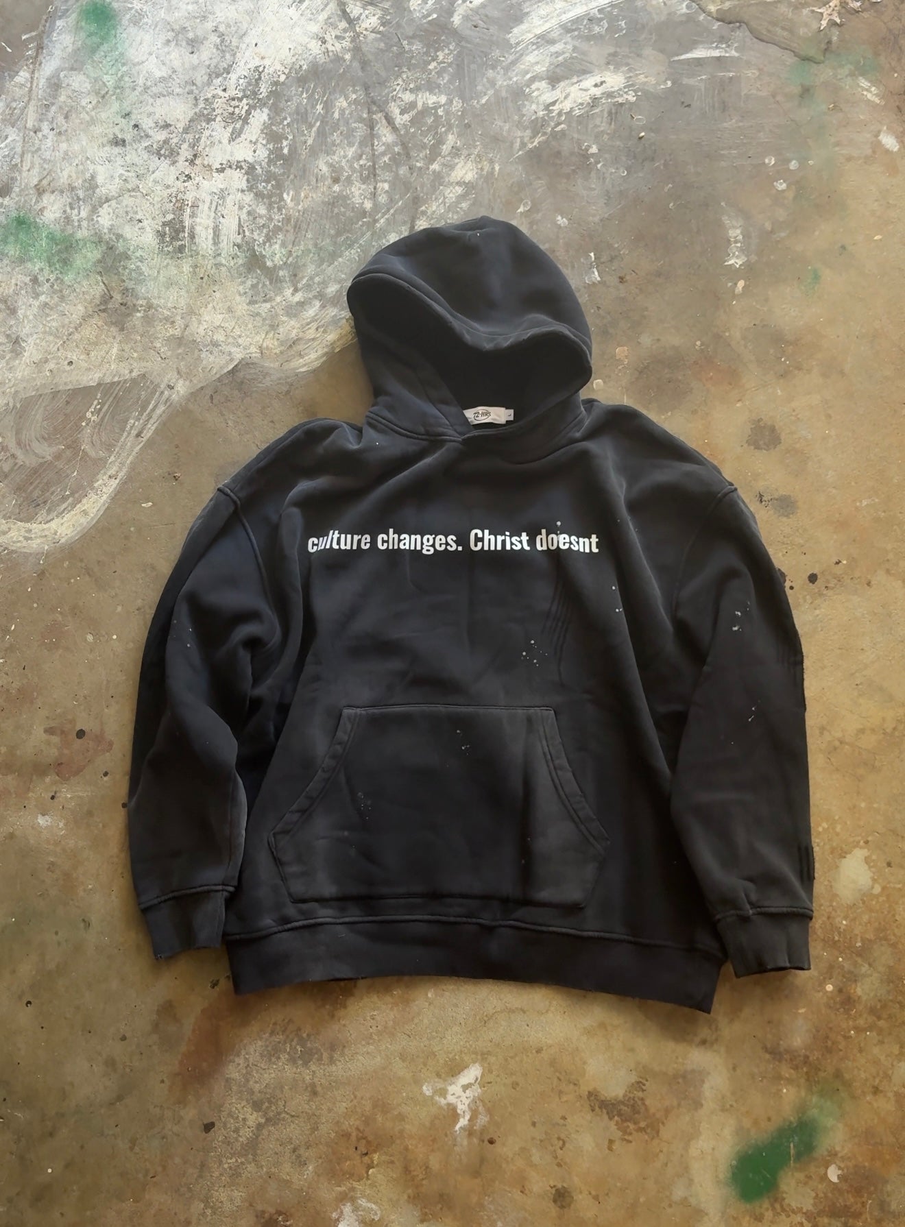 "culture changes, Christ doesnt" frayed hoodie