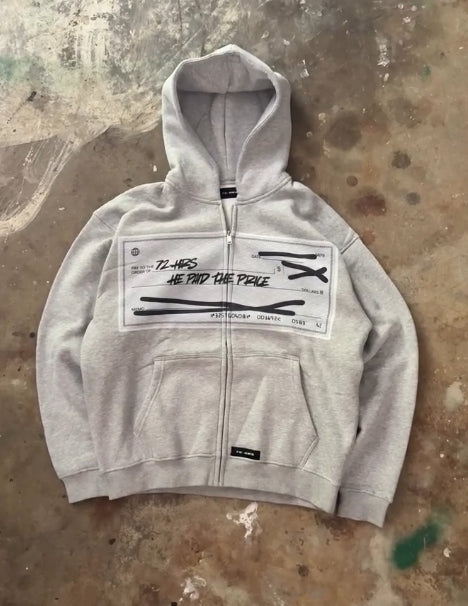 "HE PAID THE PRICE" zip up hoodie